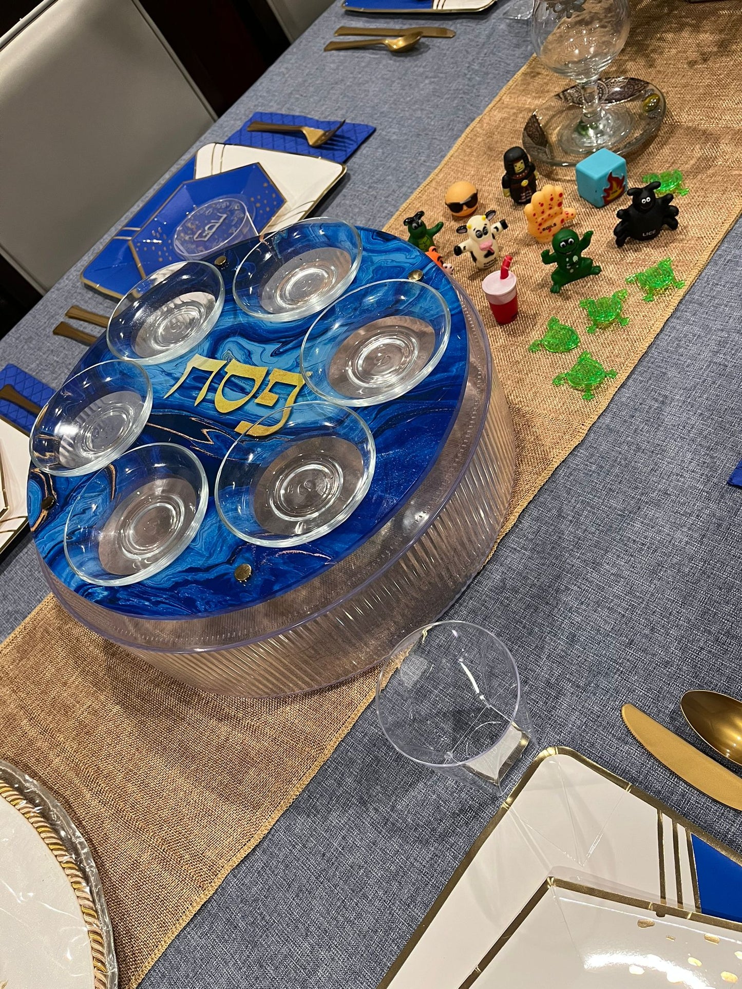 Seder Plate - BLUE/GOLD