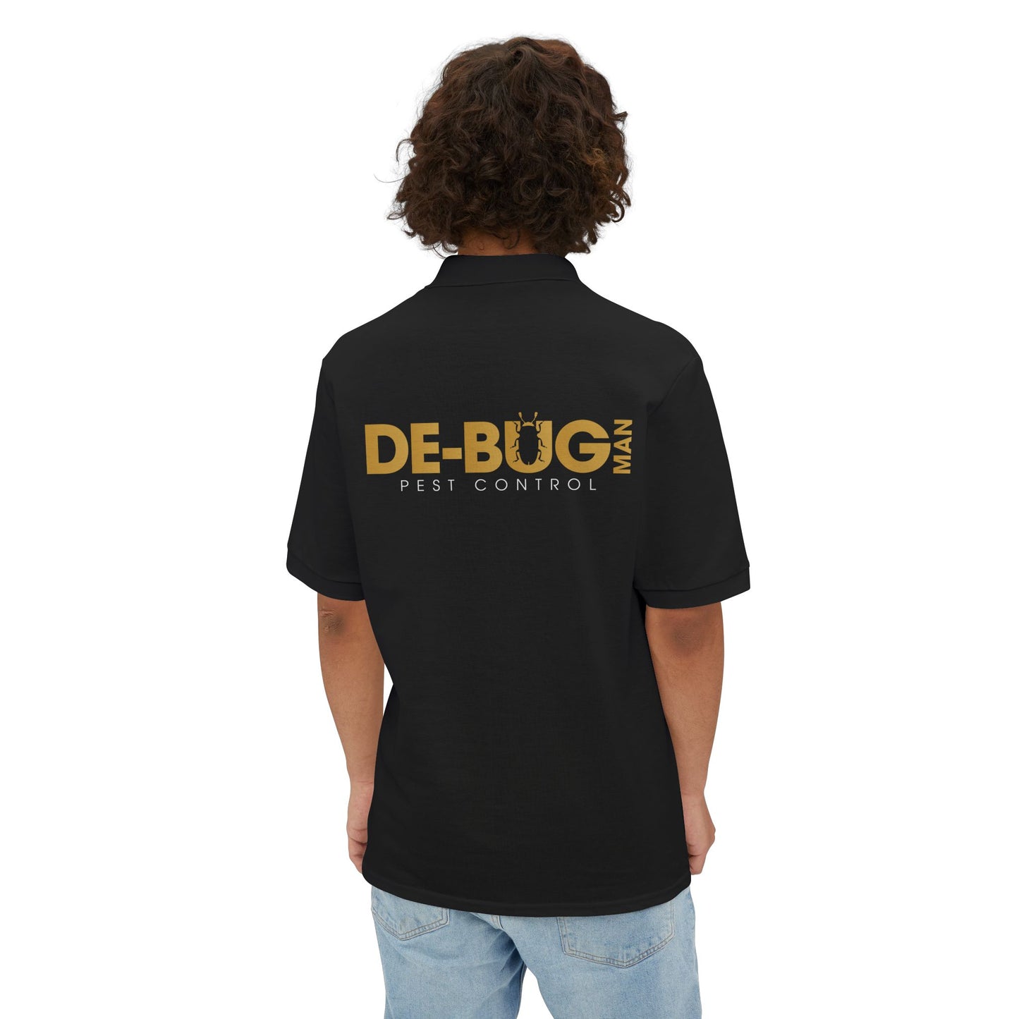 De-Bug Man Polo — Men's Tech Humor Piqué Polo