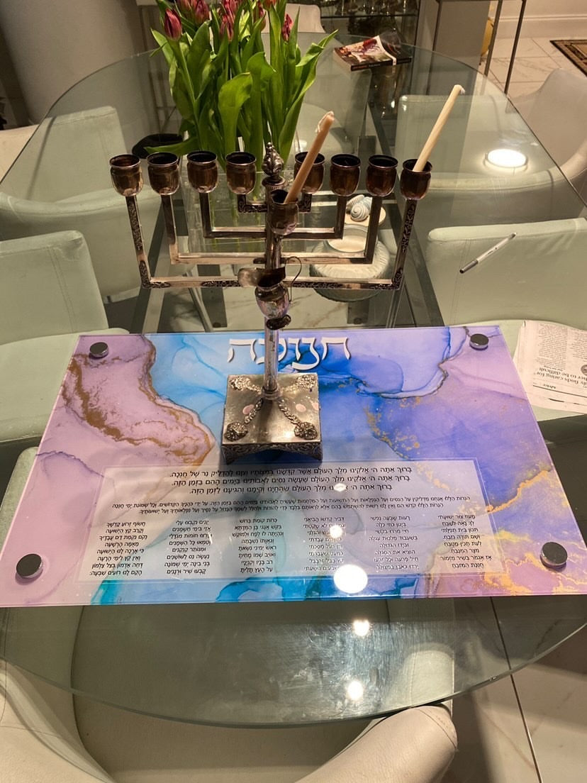 Chanukah Tray: Purple/Gold