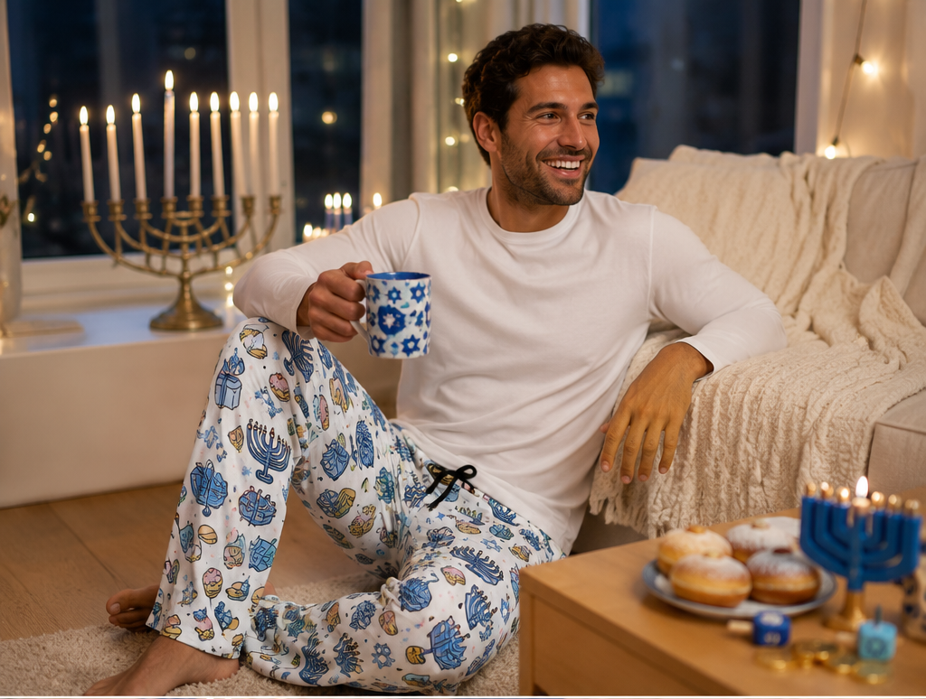 Hanukkah Pajama Pants — Women’s Cozy Dreidel & Menorah Holiday Sleepwear