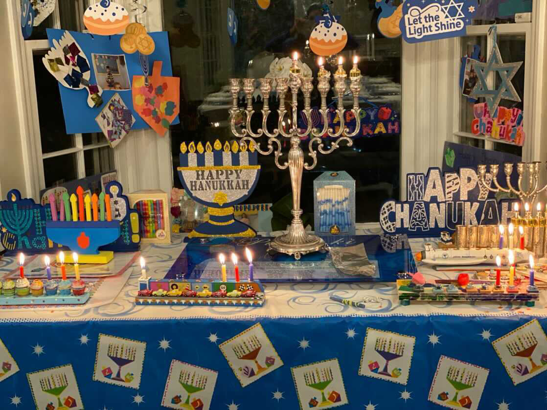 Chanukah Tray: Navy Blue/Gold