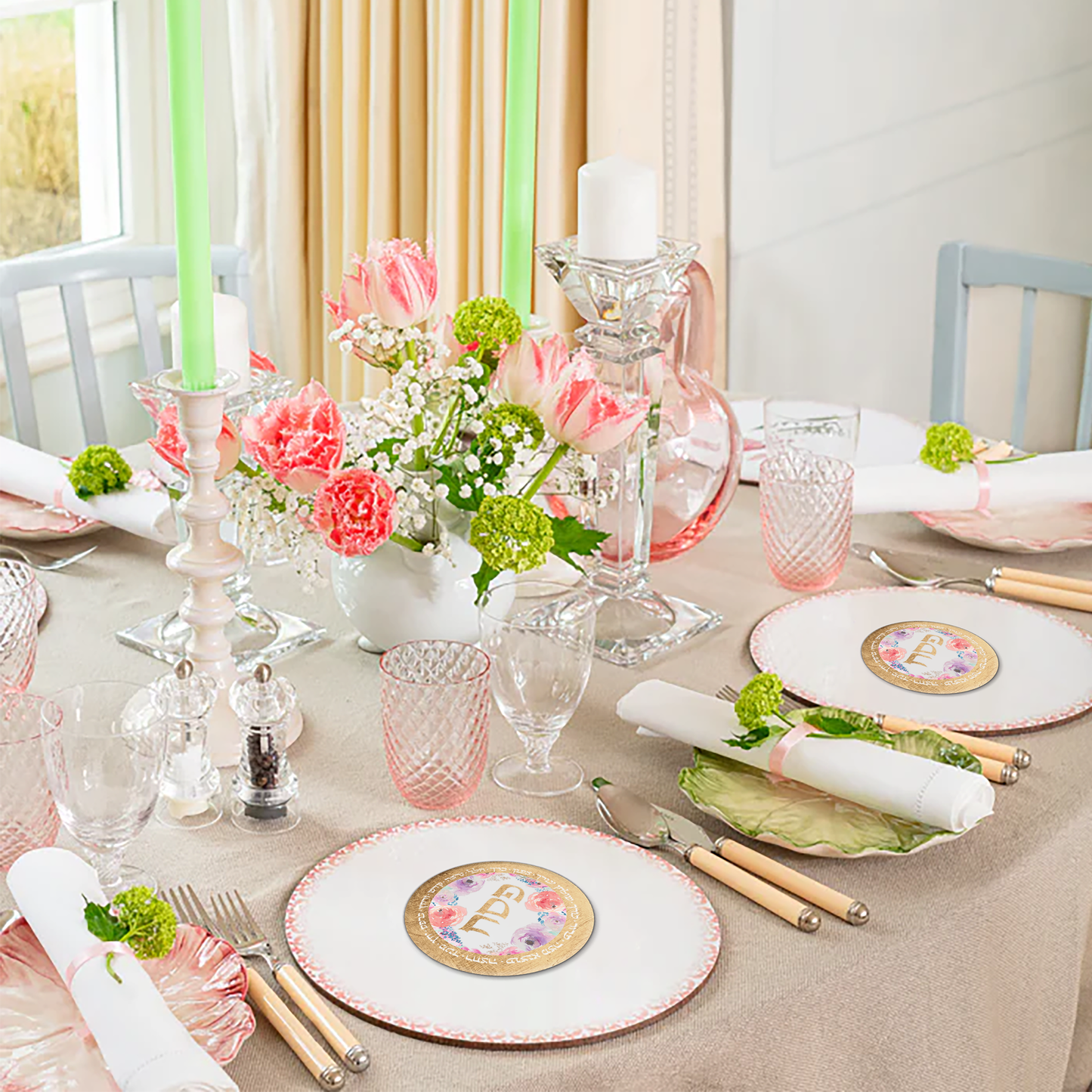 Acrylic Pesach Coasters: Floral