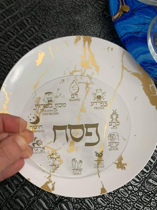 Acrylic Pesach Coasters: Gold Clear