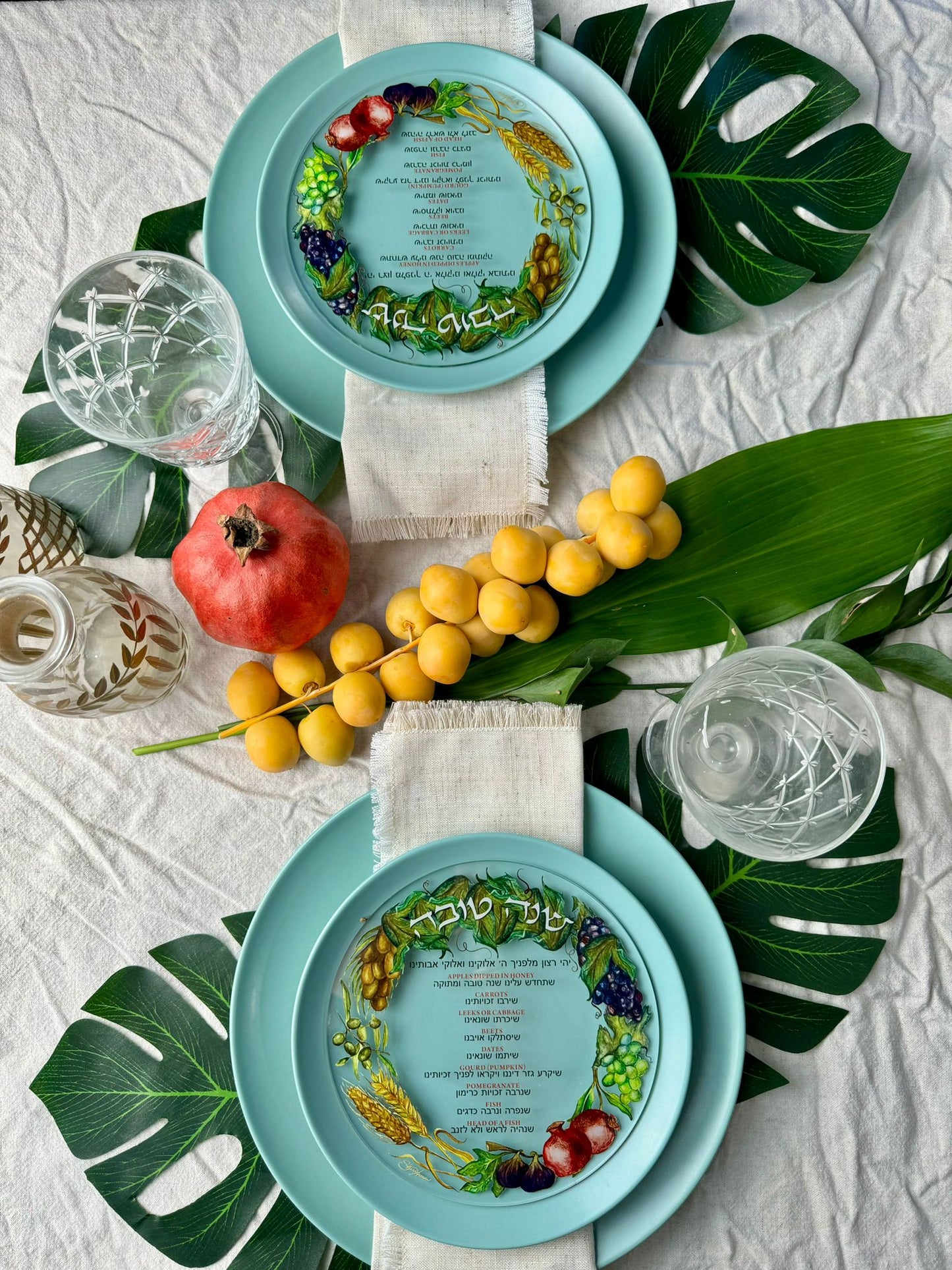 Rosh Hashana Acrylic Coasters - Painted