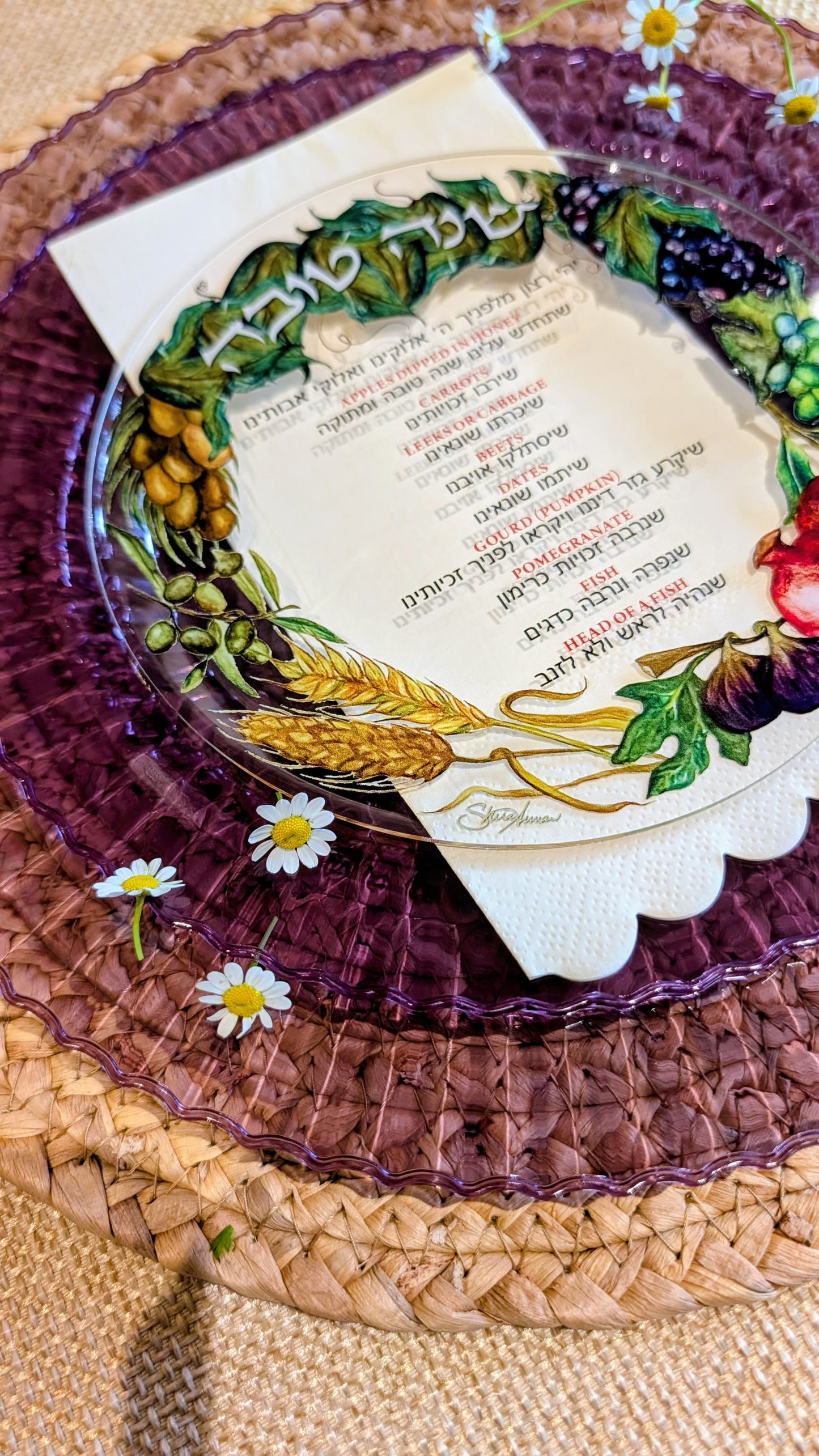 Rosh Hashana Acrylic Coasters - Painted