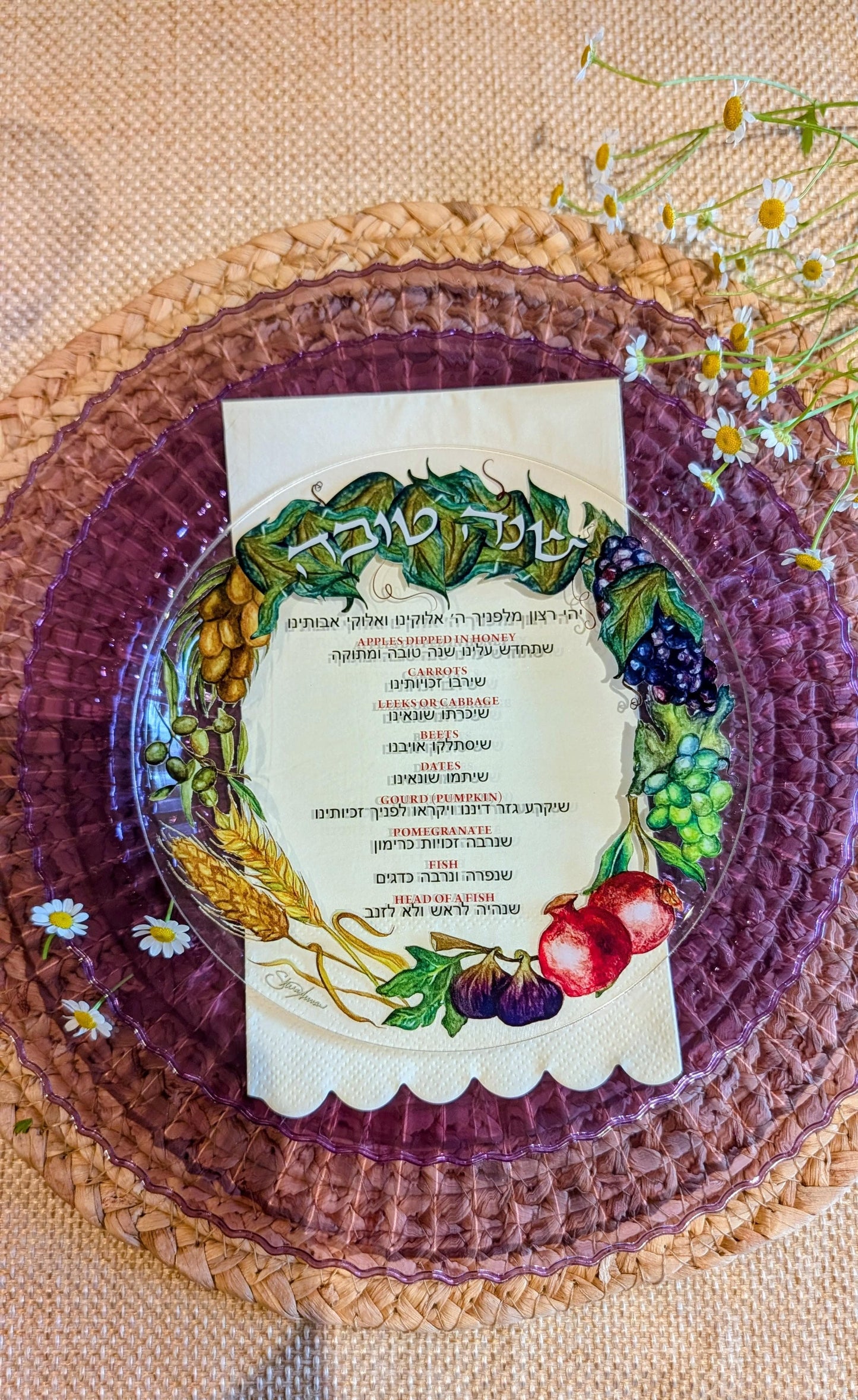 Rosh Hashana Acrylic Coasters - Painted