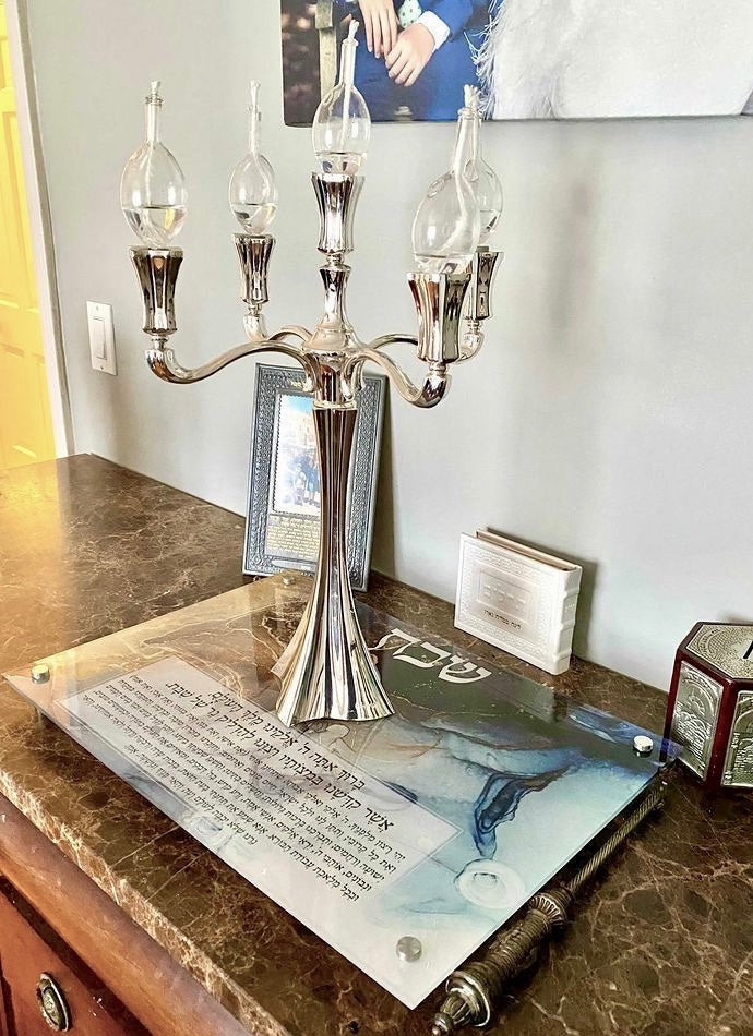 Candlestick Tray: Gold & Silver