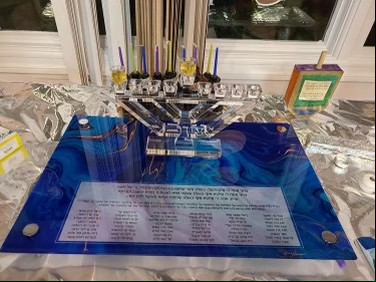 Chanukah Tray: Navy Blue/Gold