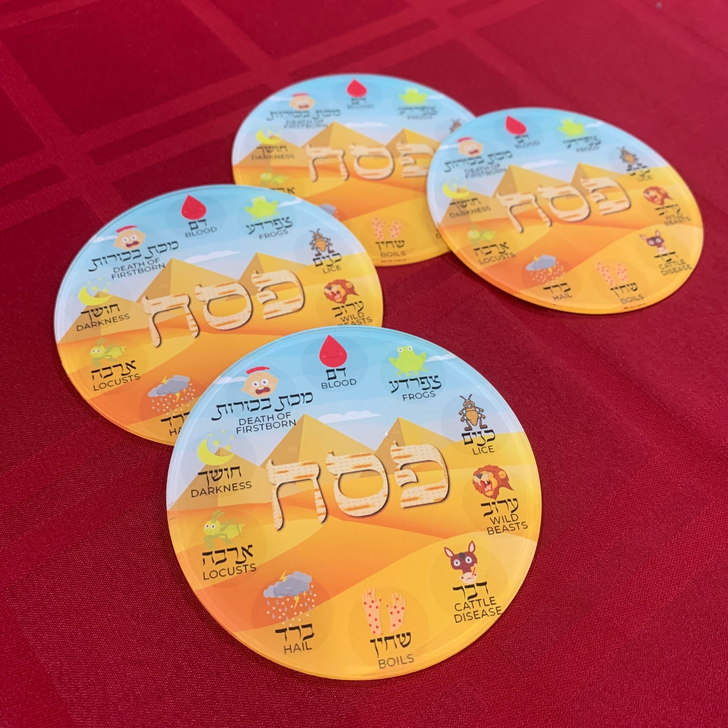 Acrylic Pesach Coasters: Colorful