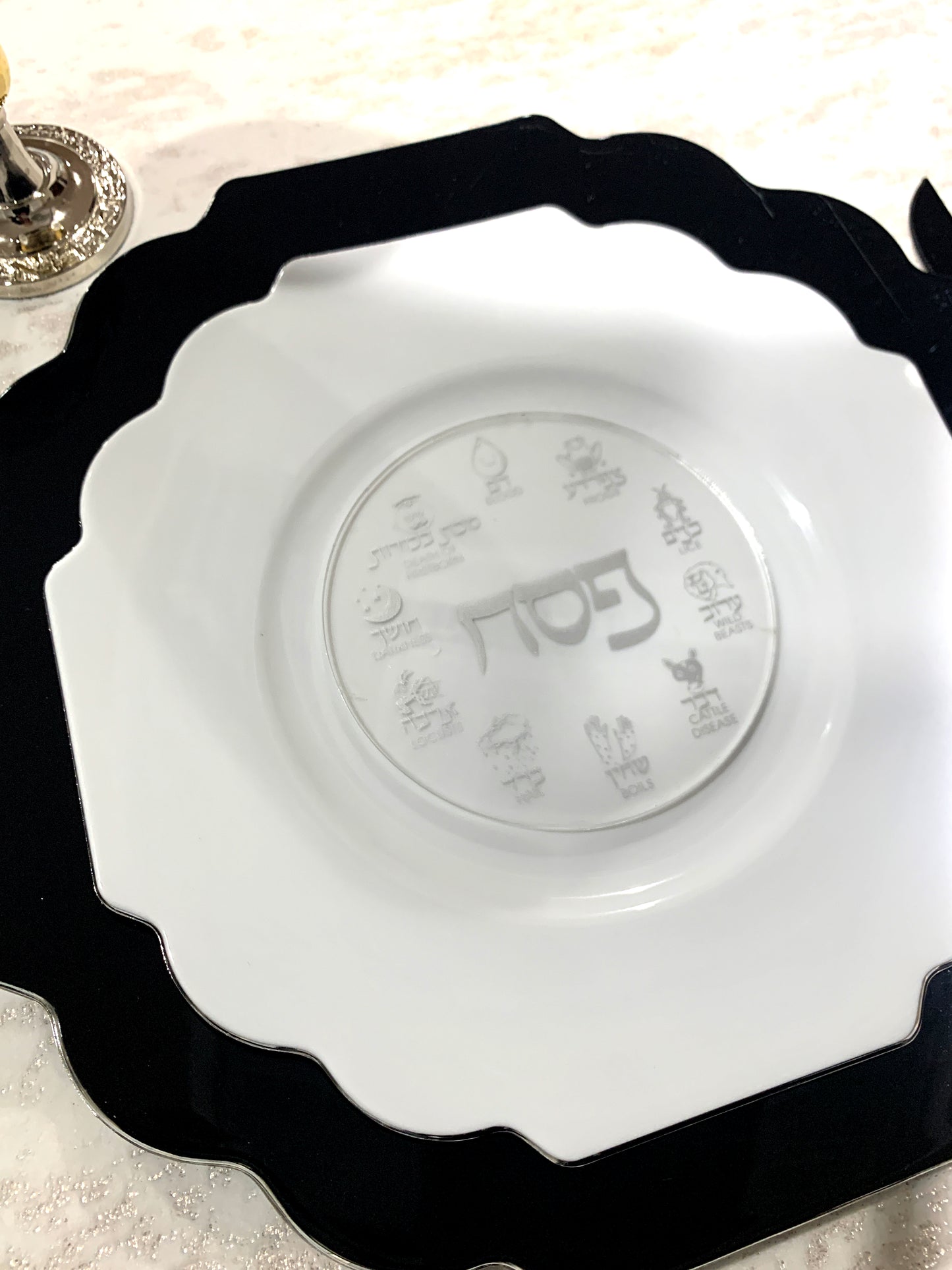 Acrylic Pesach Coasters: Silver Clear