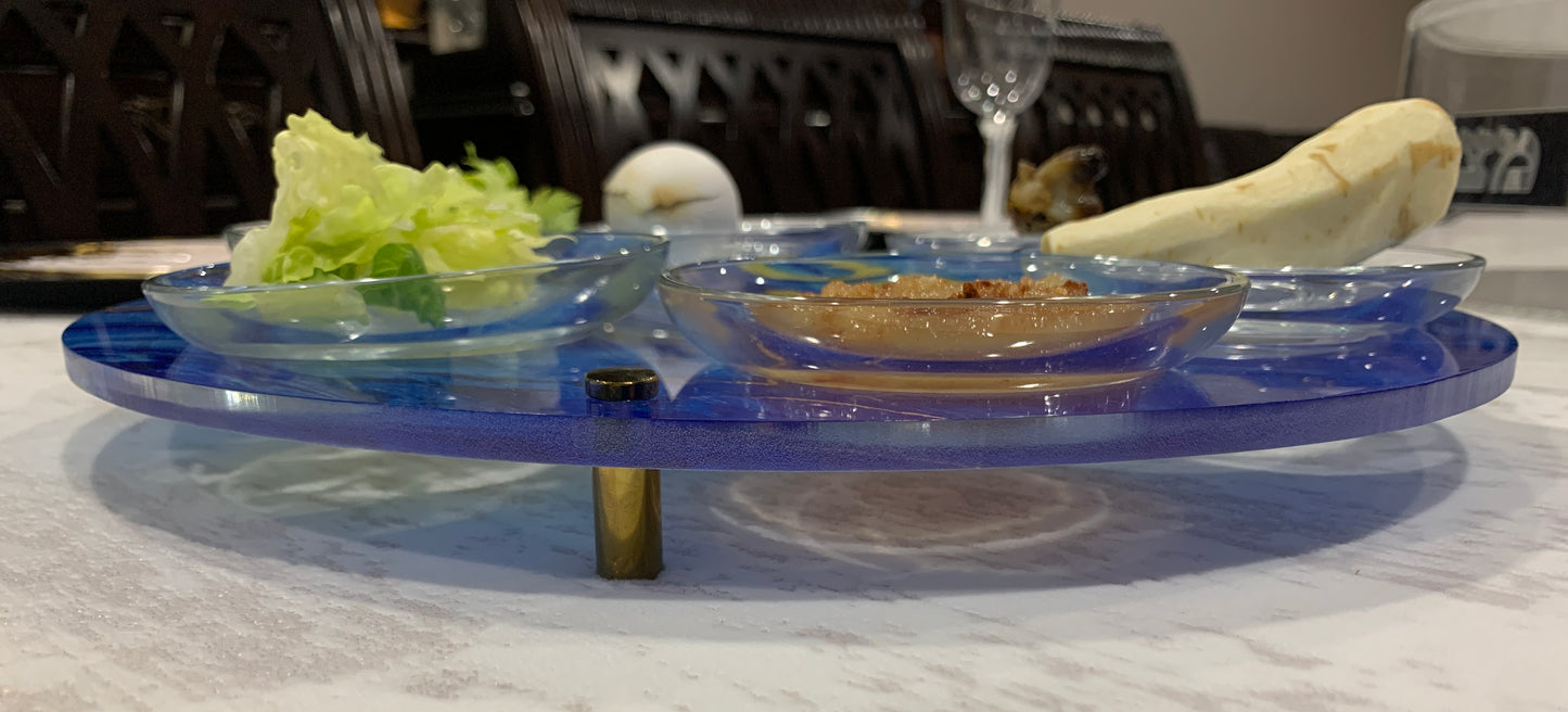 Seder Plate - BLUE/GOLD