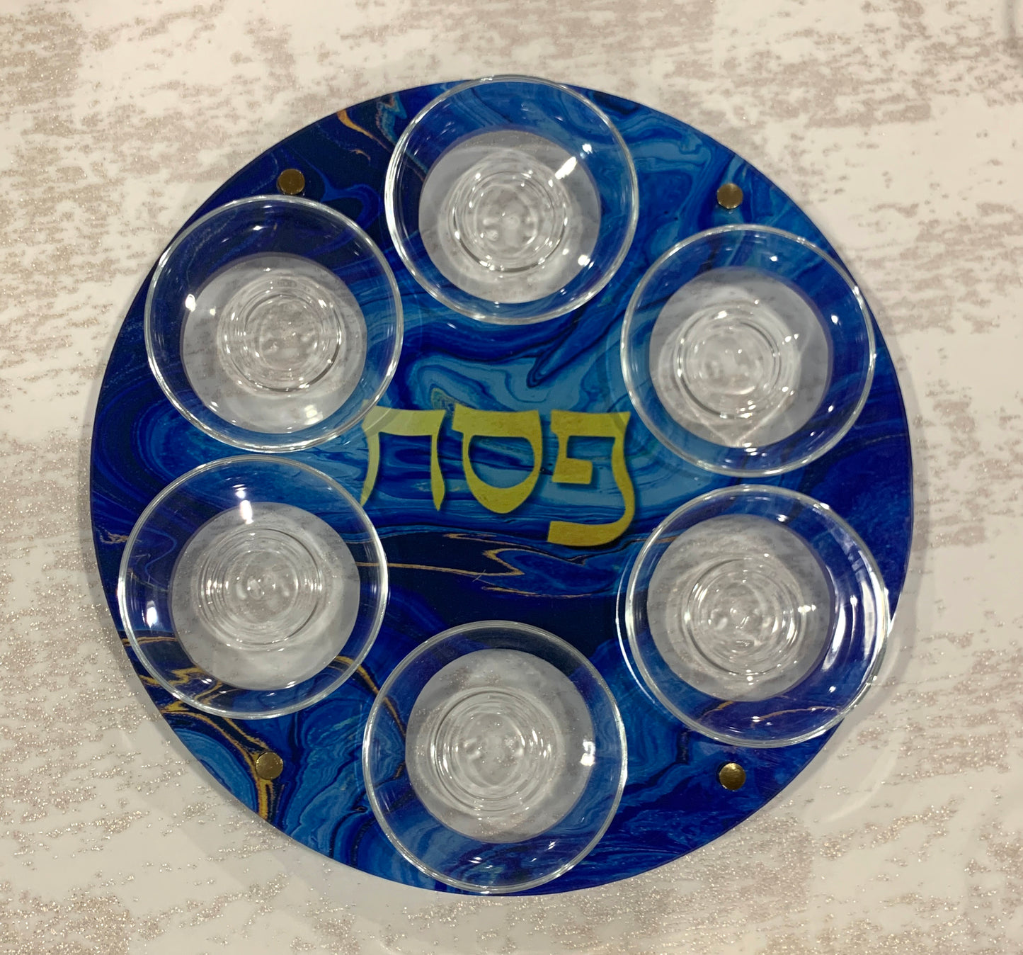 Seder Plate - BLUE/GOLD
