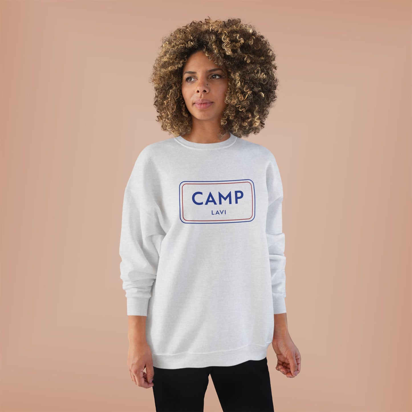 Camp Lavi Crewneck Sweatshirt — Minimal Retro Camp Logo Pullover