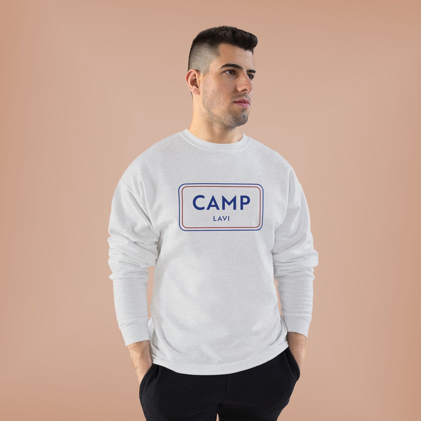 Camp Lavi Crewneck Sweatshirt — Minimal Retro Camp Logo Pullover