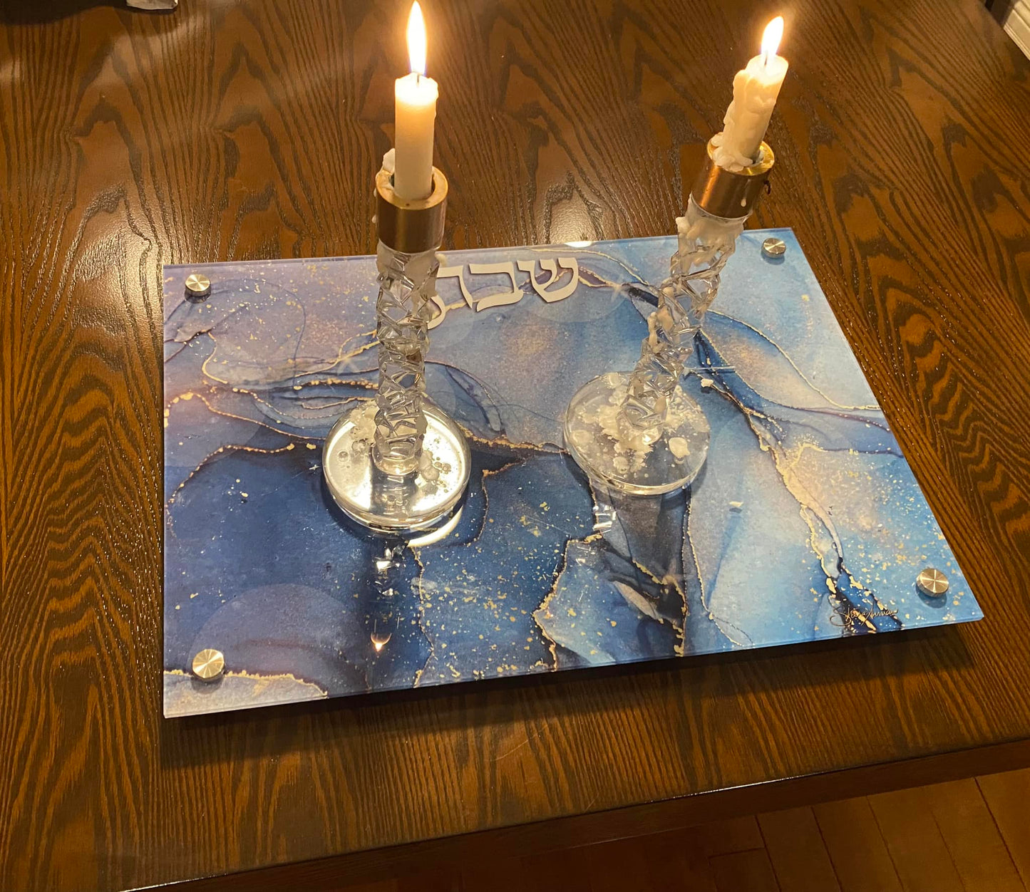 Candlestick Tray: Light Blue