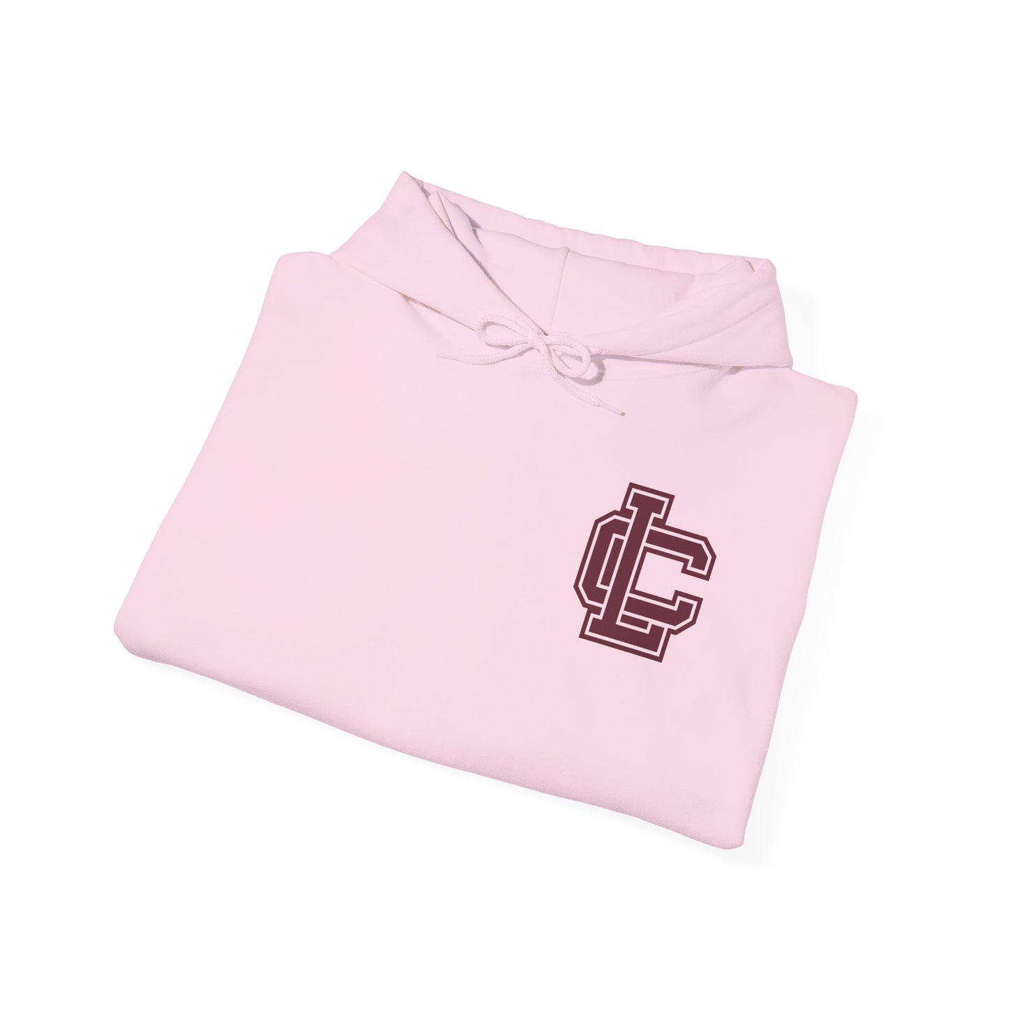 Pink Letterman LC Hoodie — Vintage Collegiate Logo Sweatshirt