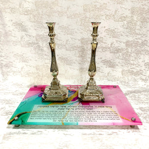 Candlestick Tray: Pink & Green