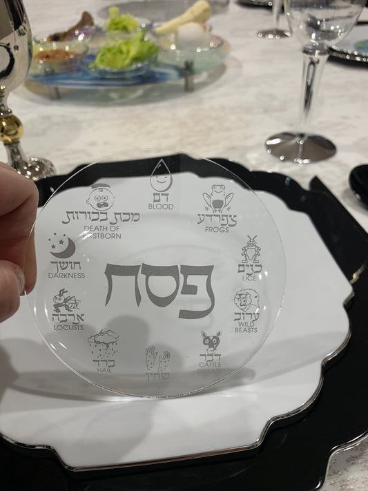 Acrylic Pesach Coasters: Silver Clear